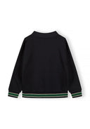 Boys buttoned sweatshirt back view with ribbed cuffs and hem.