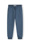 Boys joggers in navy, front view with ribbed cuffs and drawcord.
