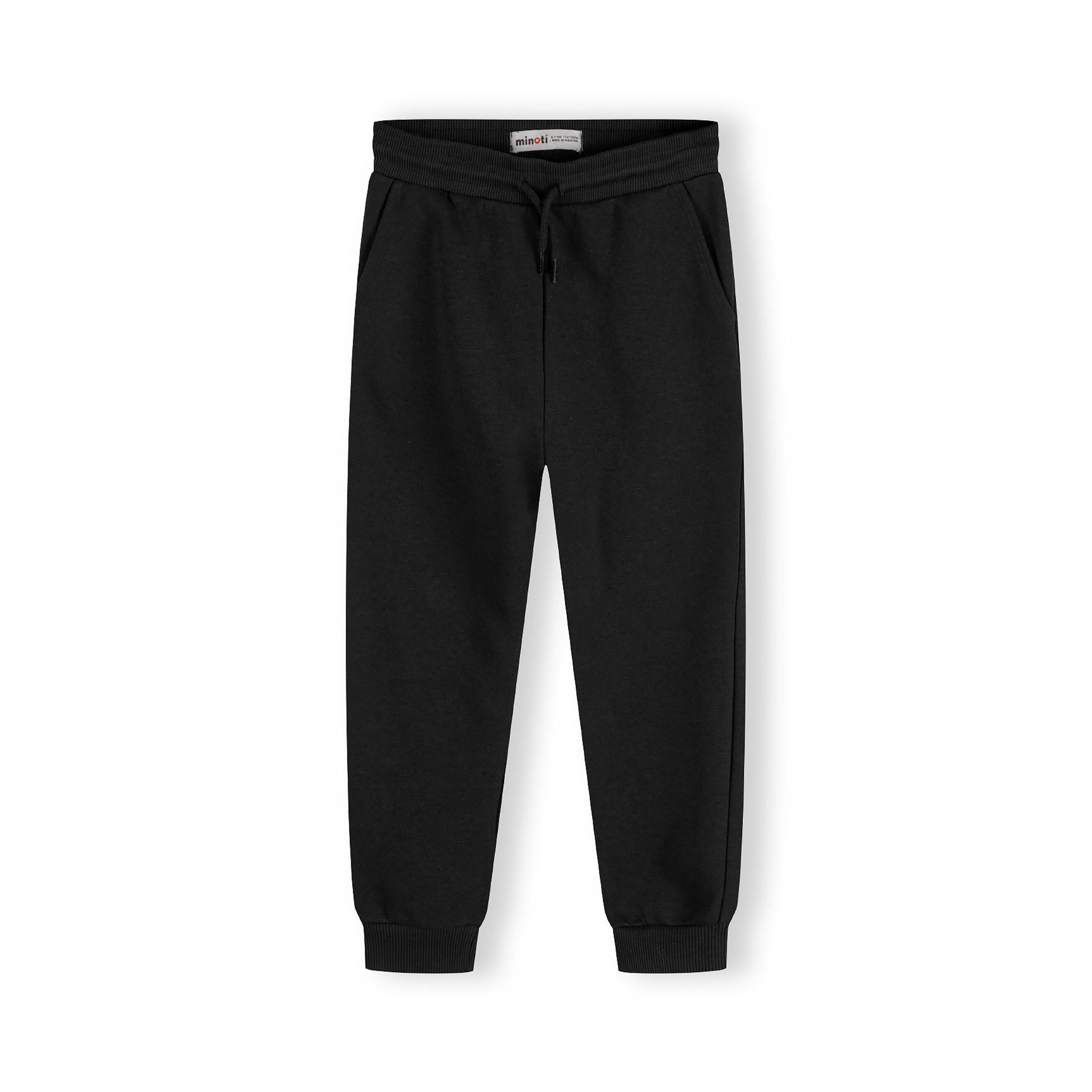 Back view of grey Minoti joggers showing ribbed waistband, side pockets and elasticated ankle cuffs on white background