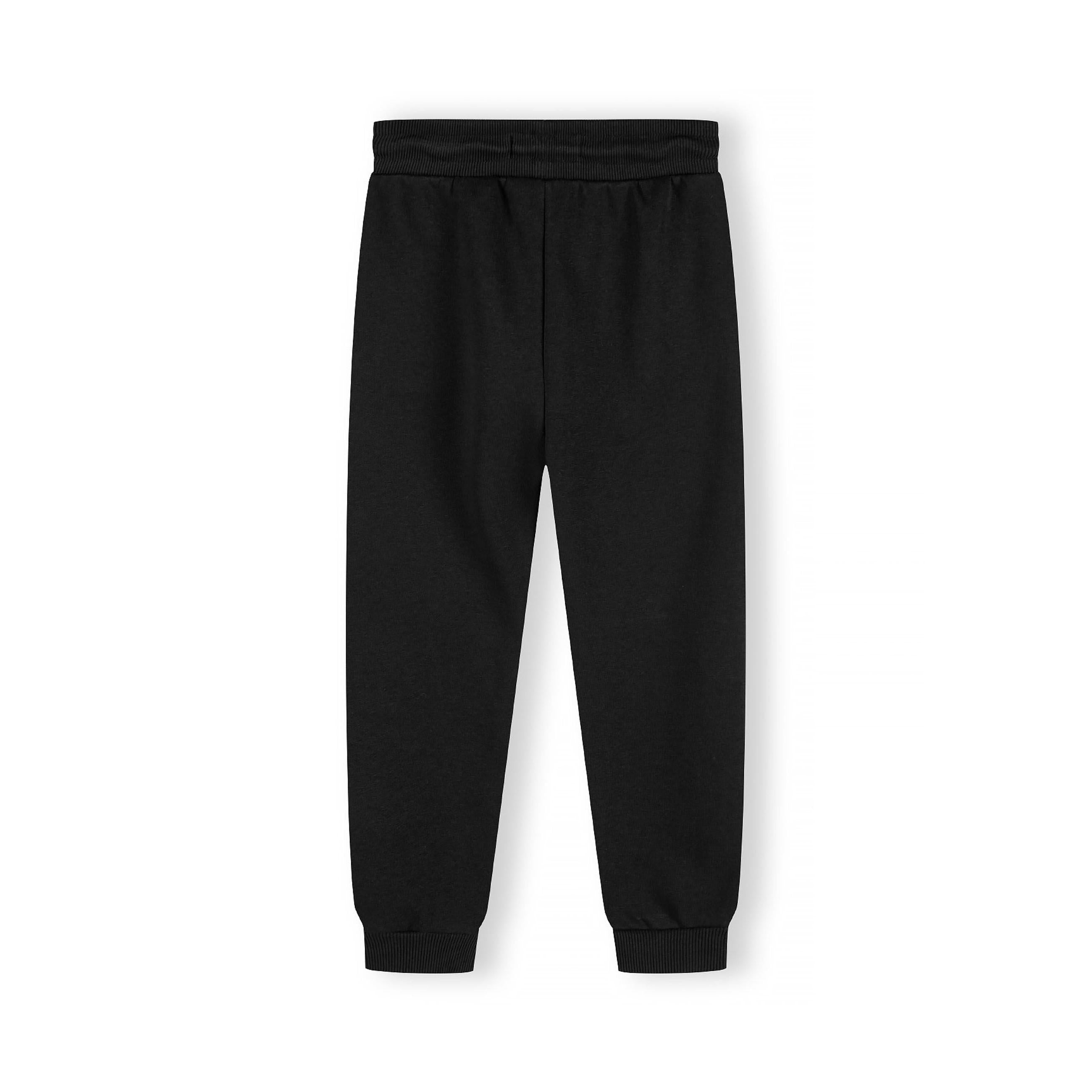 Back view of grey Minoti joggers showing ribbed waistband, side pockets and elasticated ankle cuffs on white background