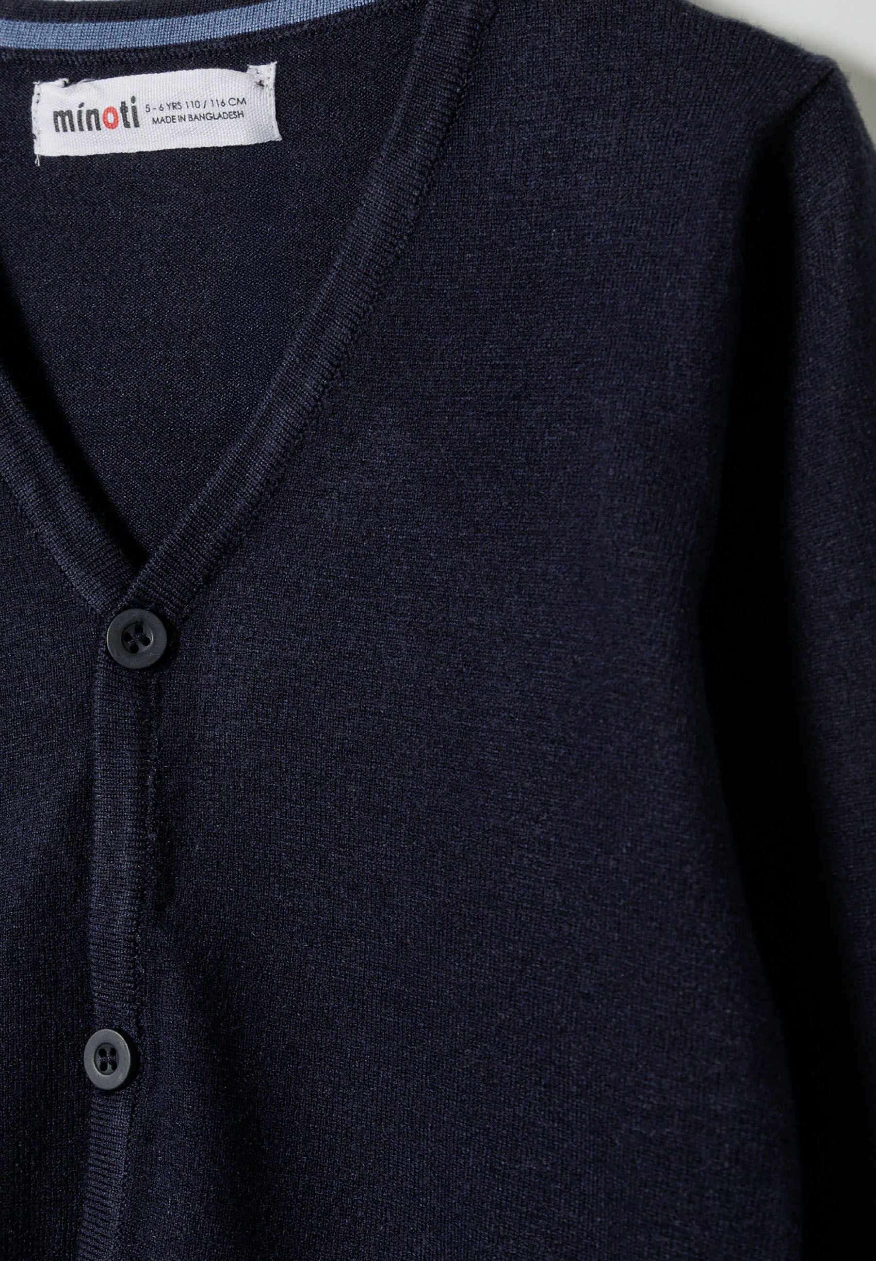 Button-Down Cardigan, Navy, Fine Knit - 3