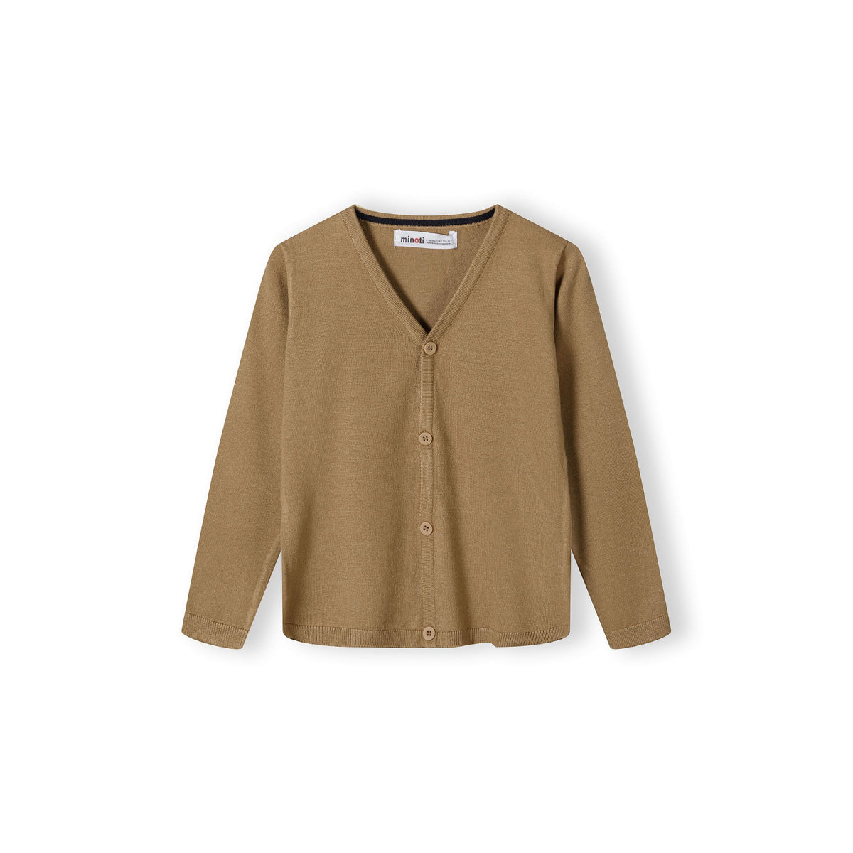 Boys' v-neck cardigan in camel — complete product view for square Shop card