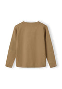 Boys fine knit cardigan, beige, back view, ribbed trims.