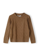 Sweter z warkoczowym splotem, okrągłym dekoltem i domieszką wiskozy