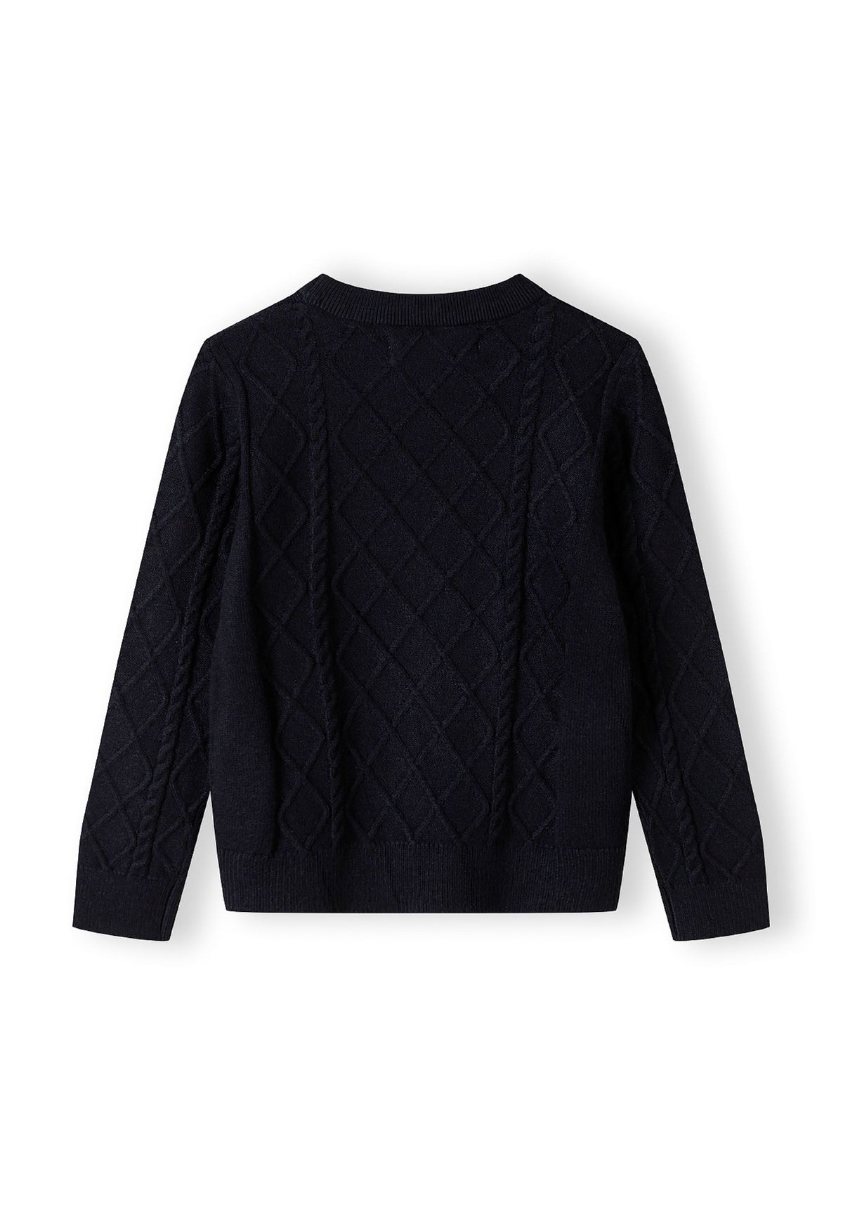 Navy cable knit jumper, back.