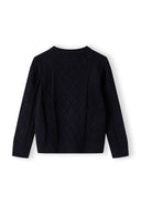 Sweter z warkoczowym splotem, okrągłym dekoltem i domieszką wiskozy