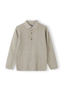 Boys cream Boys fine knit polo jumper with button