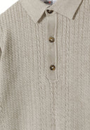 Boys cream Boys fine knit polo jumper with button