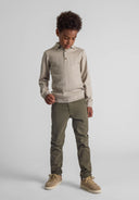 Boys cream Boys fine knit polo jumper with button