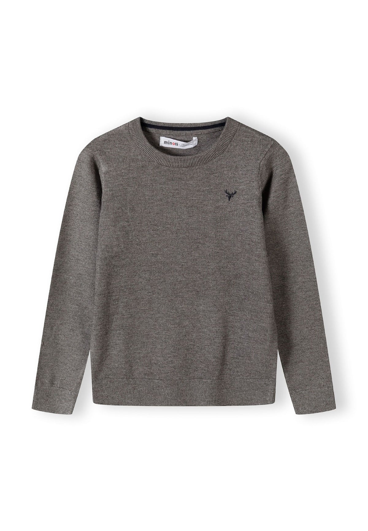 Grey fine knit jumper, front.