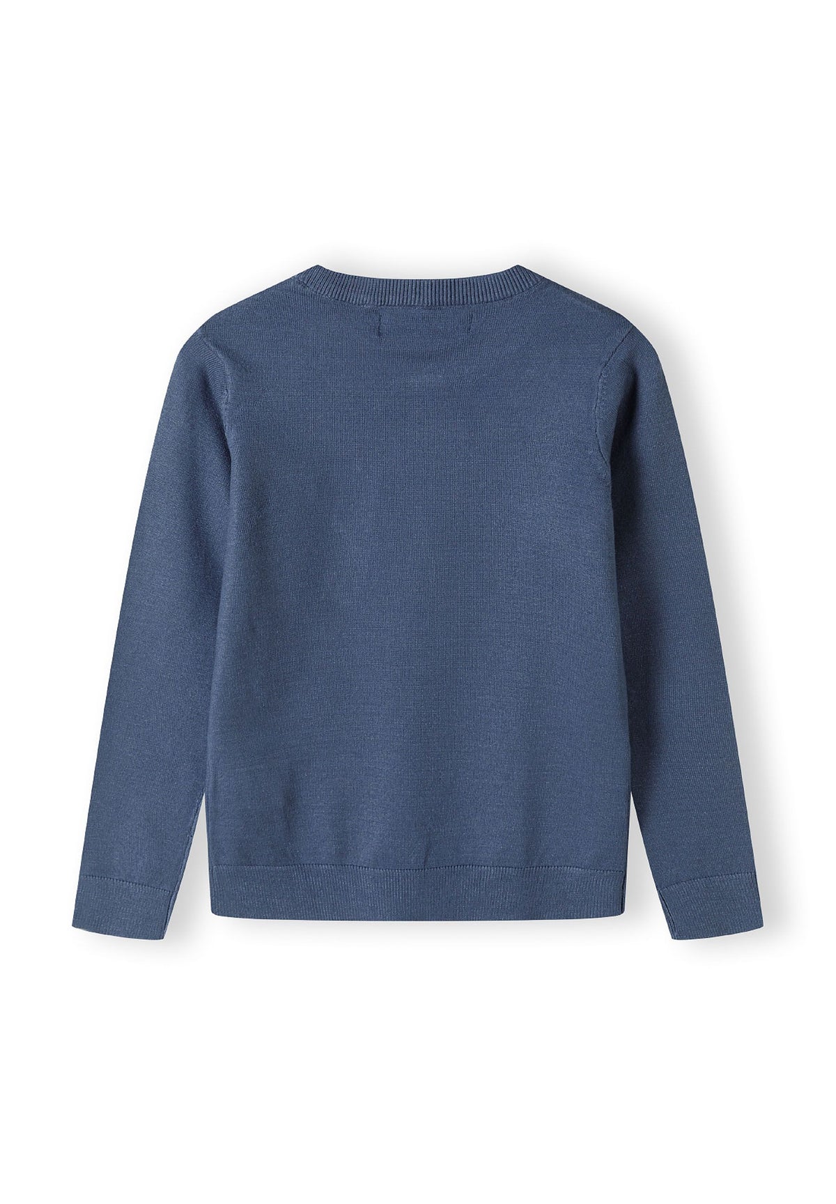 Blue fine knit jumper, back.