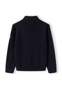 Sweter ze stójką z suwakiem, ściągaczami i naszywką