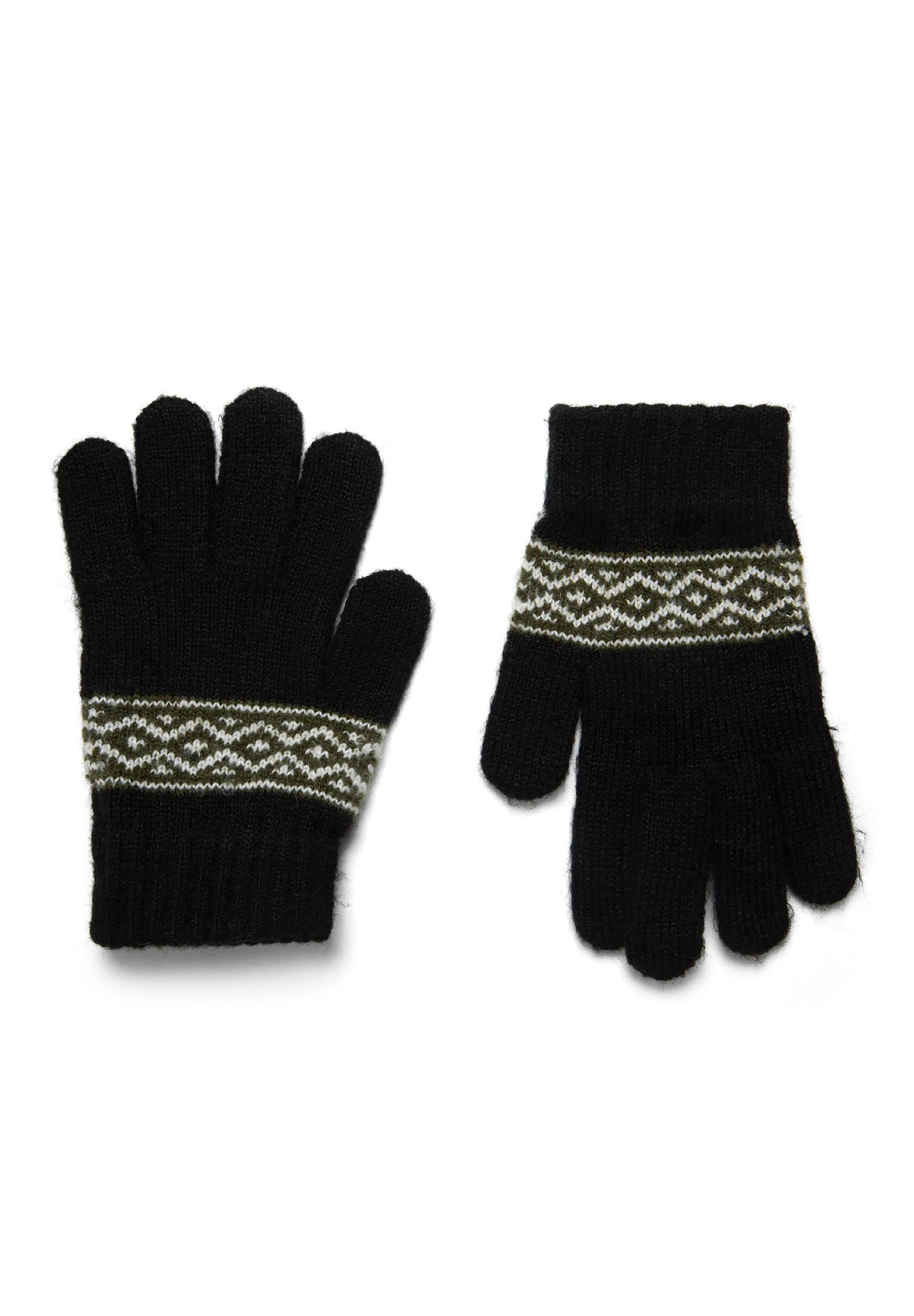 Winter Set Hat Snood Gloves, Fair Isle Pattern, Black - 7