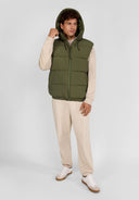 Bezrękawnik z tkaniny ripstop z kapturem i kieszeniami