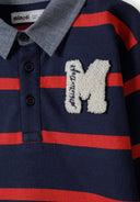 Koszulka polo w paski z naszywką i kołnierzykiem