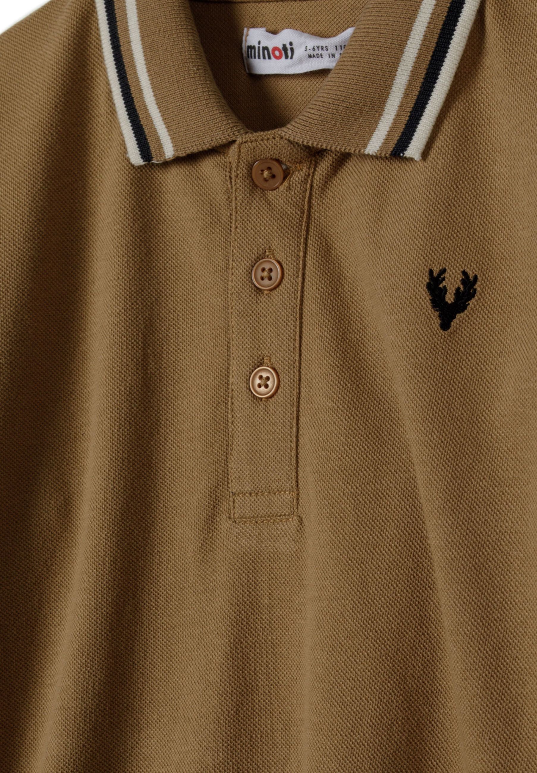 Long Sleeve Polo Shirts 2-Pack, Black Tan, Tipped Collar - 8