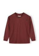 Boys 4 pack long sleeve t shirt with chest embroidery 2-14y grey in deep red with subtle logo, made from soft cotton for comfort.