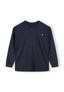 Boys 4 pack long sleeve t shirt with chest embroidery 2-14y grey. Features ribbed trims and relaxed fit for comfort.