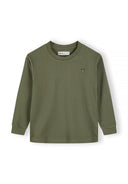 Boys 4 pack long sleeve t shirt with chest embroidery 2-14y grey. Olive green top with ribbed cuffs and subtle chest embroidery.