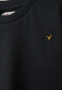 Boys 4 pack long sleeve t shirt with chest embroidery 2-14y grey featuring a subtle yellow embroidered chest logo on a classic round neckline.