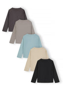 Boys 5 pack round neck long sleeve t shirts with prints 2-14y grey, featuring a variety of colors in soft, breathable fabric.