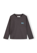Boys 5 pack round neck long sleeve t shirts with prints 2-14y grey, featuring a round neck and graphic logo detail for comfort.