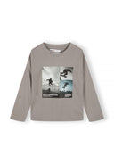 Boys 5 pack round neck long sleeve t shirts with prints 2-14y grey featuring urban graphic prints and soft breathable fabric for comfort.