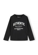 Boys 5 pack round neck long sleeve t shirts with prints 2-14y grey, featuring graphic text in white on a black background. Soft, breathable fabric.