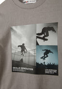 Boys 5 pack round neck long sleeve t shirts with prints 2-14y grey featuring skateboarding graphics and breathable fabric.