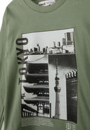 Boys 5 pack round neck long sleeve t shirts with prints 2-14y grey featuring Tokyo graphic prints. Soft cotton blend for comfort.