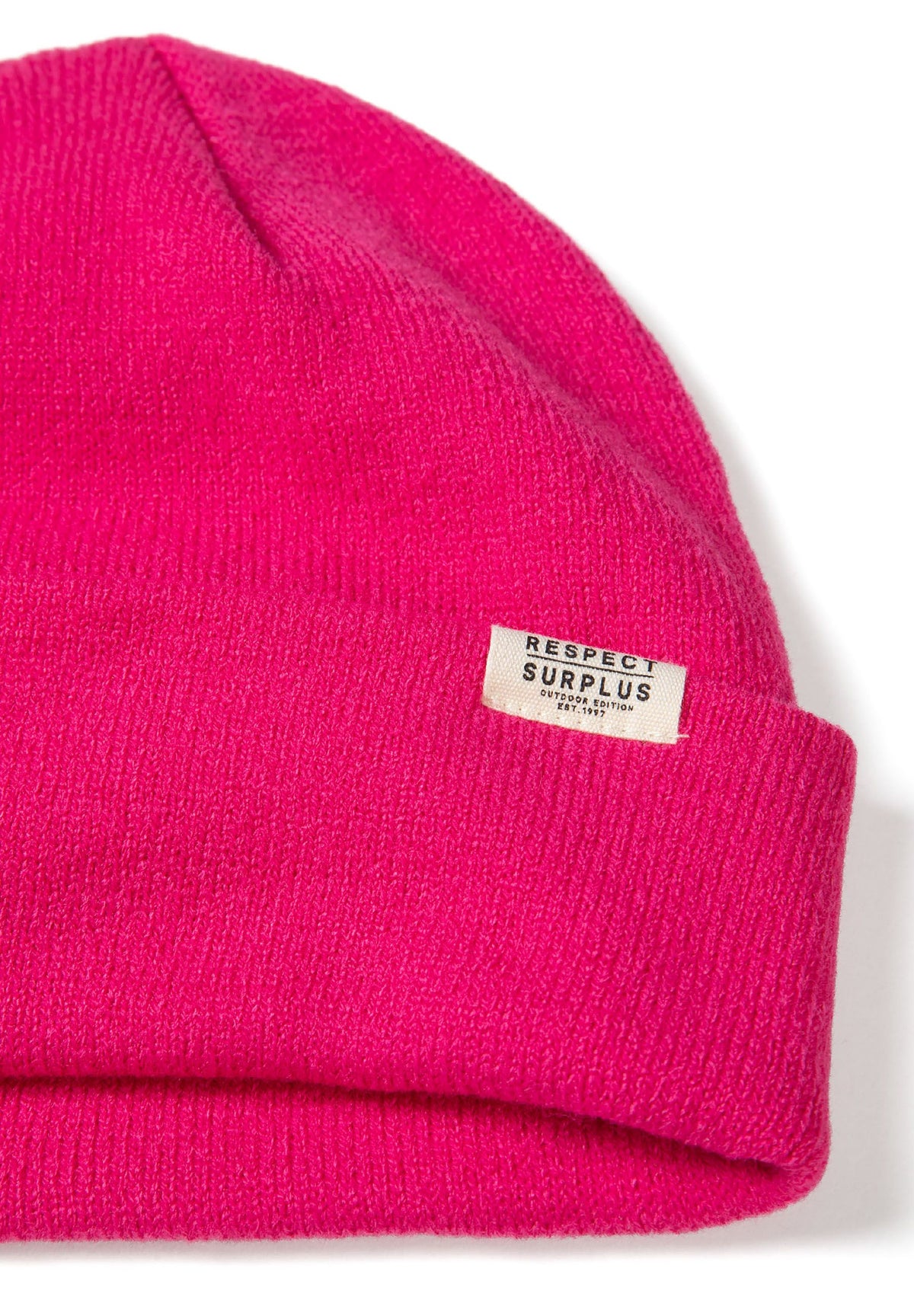 Black, pink and grey beanies, pink label detail.