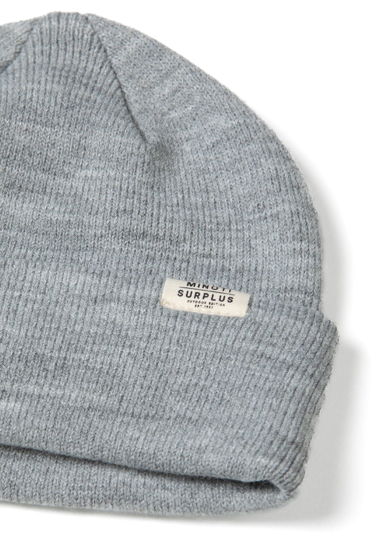 Black, brown and grey beanies, grey label detail.