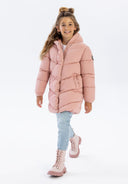 Długa pikowana kurtka zimowa z kapturem