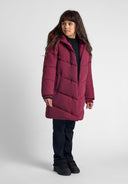 Długa pikowana kurtka zimowa z kapturem