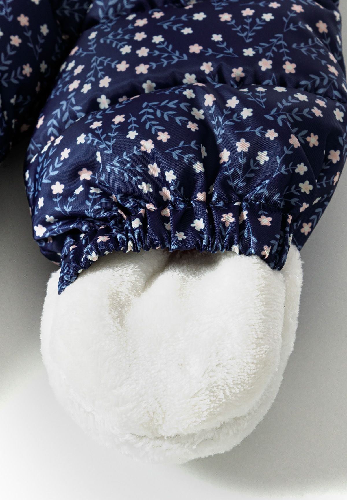 Snowsuit Navy Floral, Hooded, Attached Mitts - 6