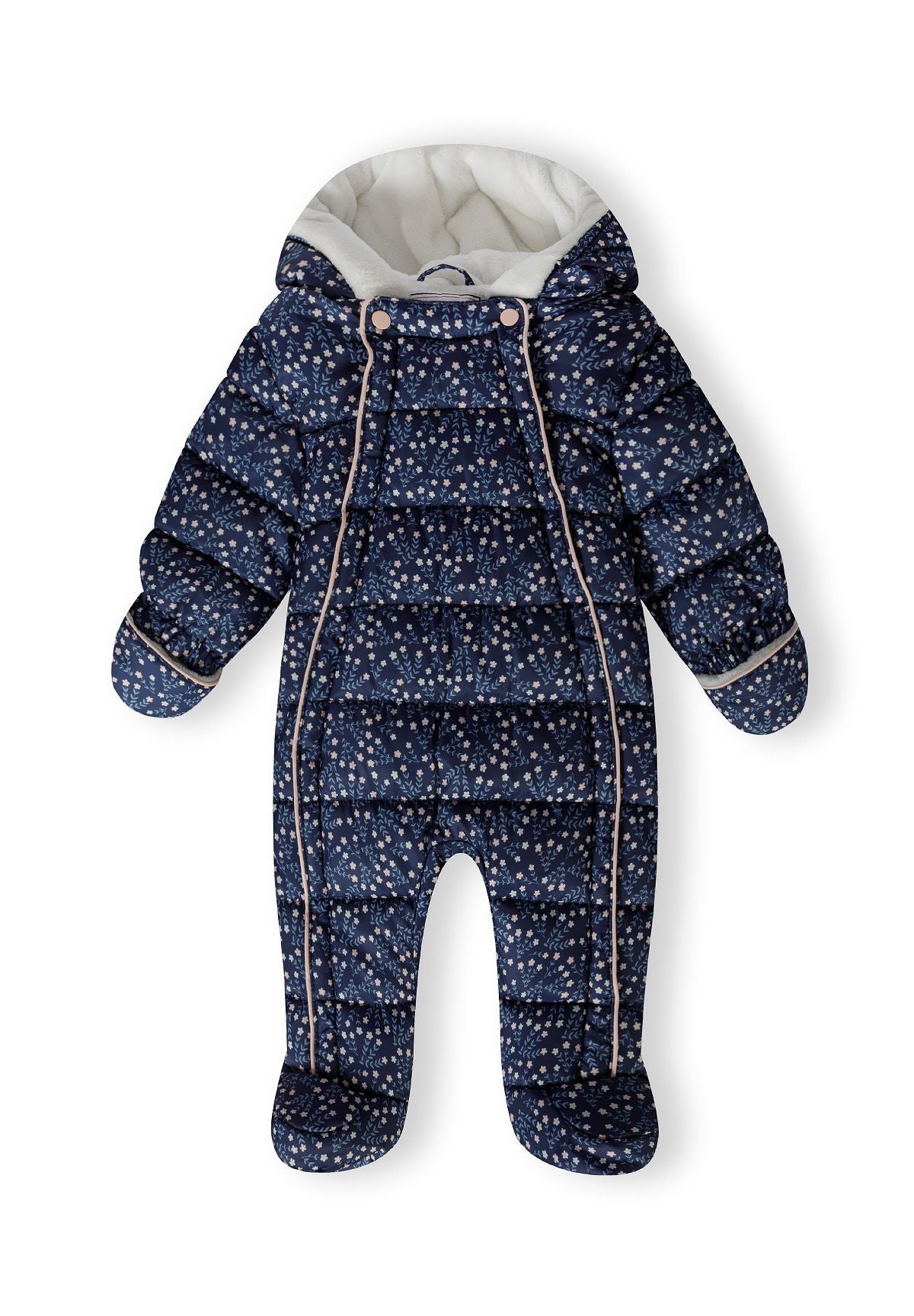 Navy padded pramsuit, front.