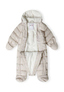 Zimowy kombinezon niemowlęcy z kapturem, podwójnym zapięciem i rękawiczkami