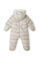 Zimowy kombinezon niemowlęcy z kapturem, podwójnym zapięciem i rękawiczkami