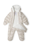 Zimowy kombinezon niemowlęcy z kapturem, podwójnym zapięciem i rękawiczkami