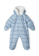 Zimowy kombinezon niemowlęcy z kapturem, podwójnym zapięciem i rękawiczkami