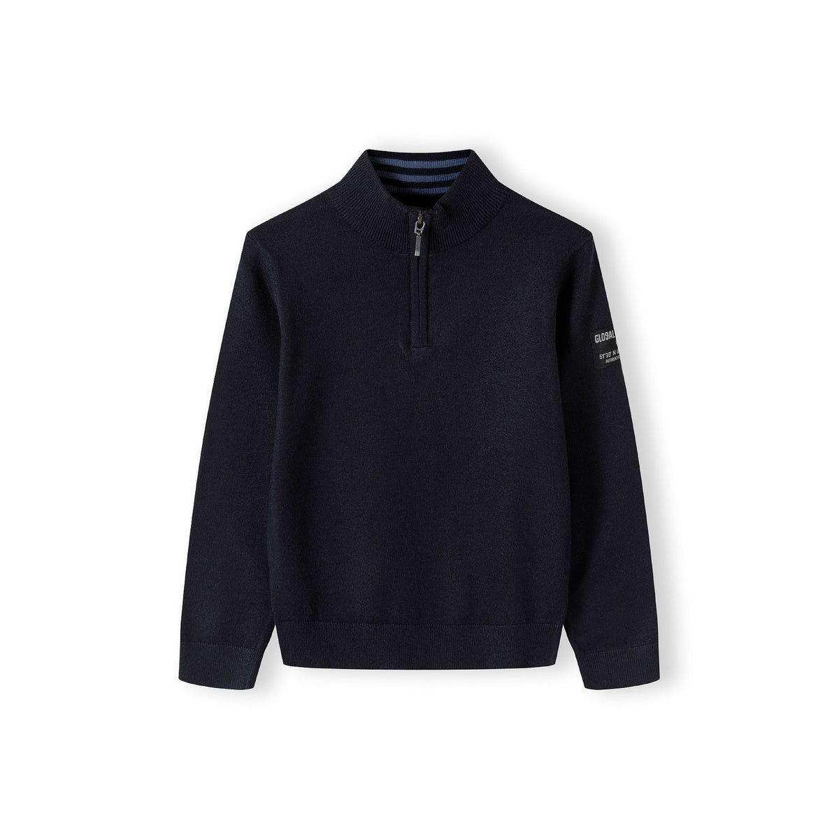 Boys' quarter-zip jumper in navy — complete product view for square Shop card