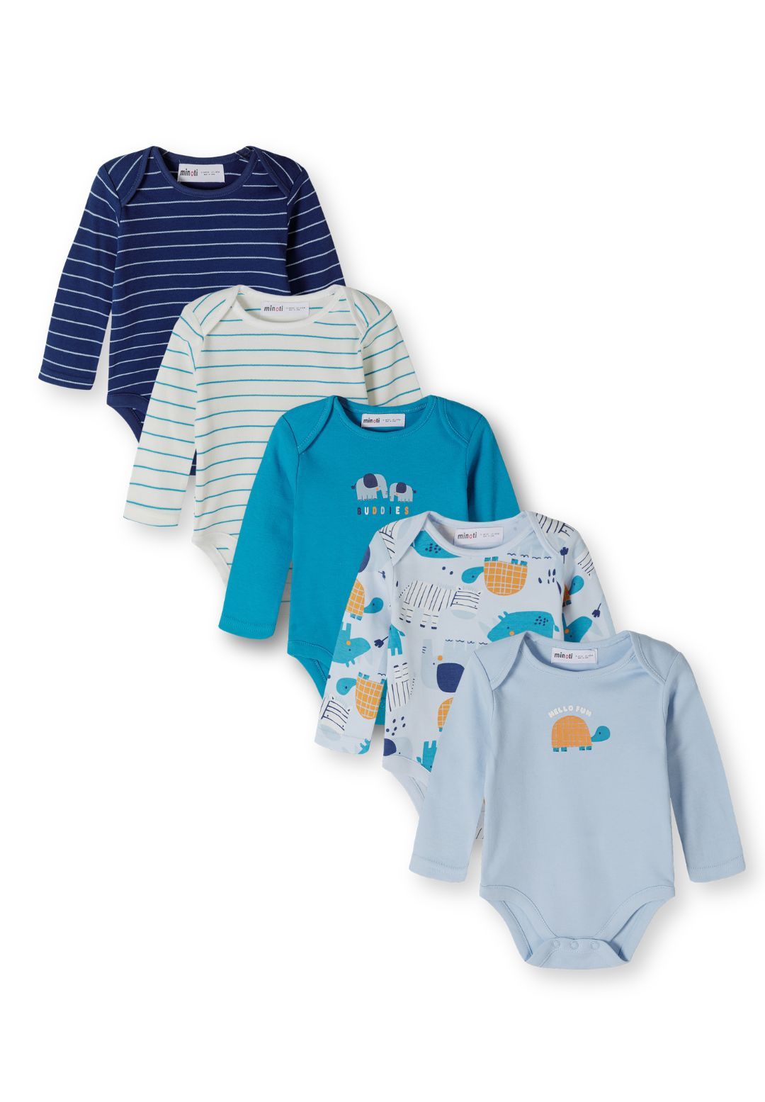Baby multicolour long sleeve vest, 5-pack with envelope neck – Minoti 31BABYPACK5