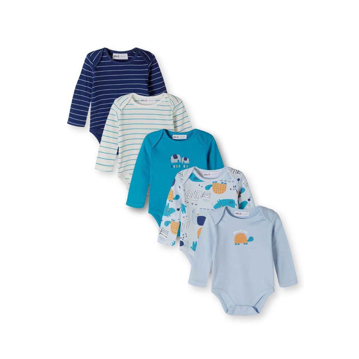 Baby long-sleeved bodysuits, 5-pack — complete product view for square Shop card