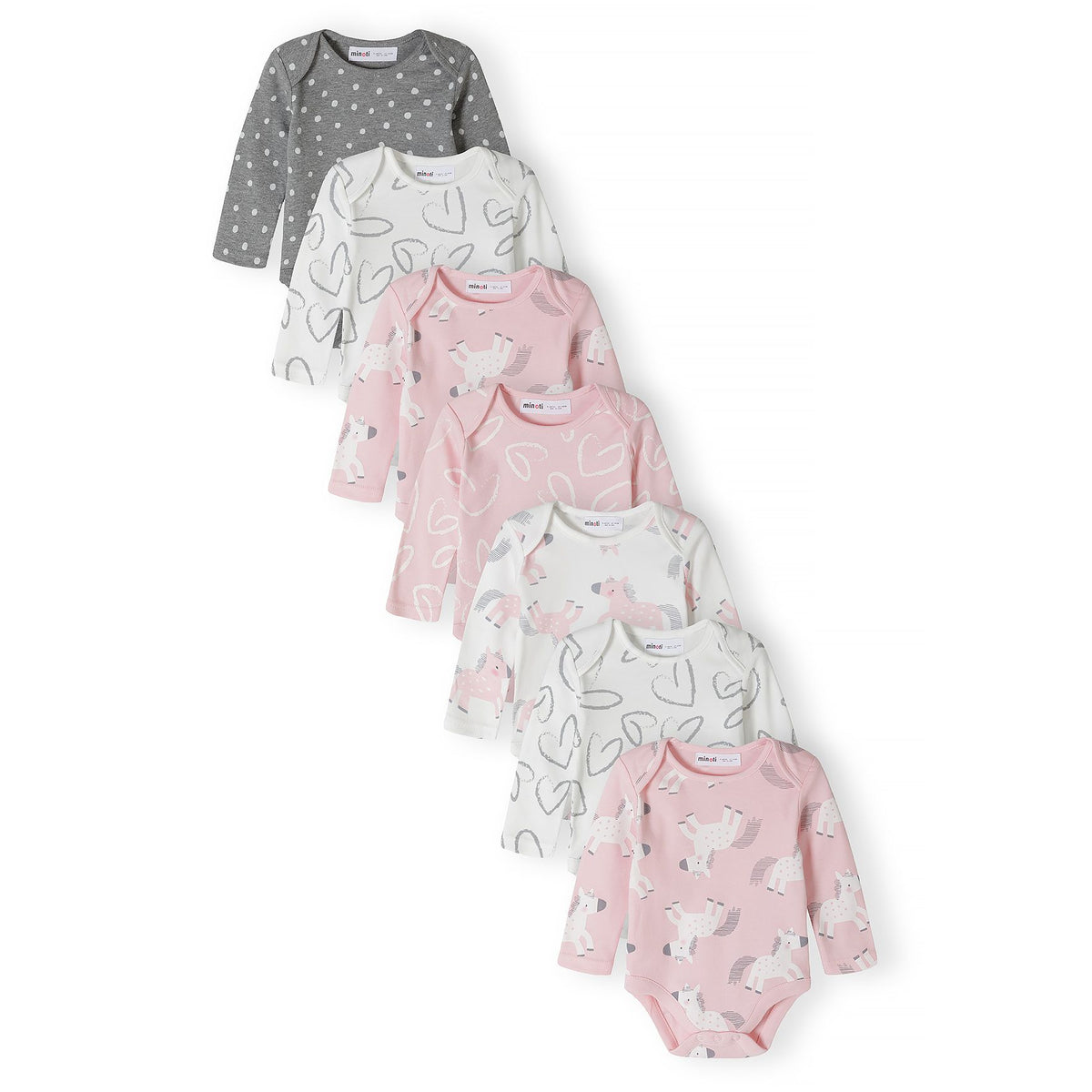 Baby printed long-sleeved bodysuits, 7-pack — complete product view for square Shop card
