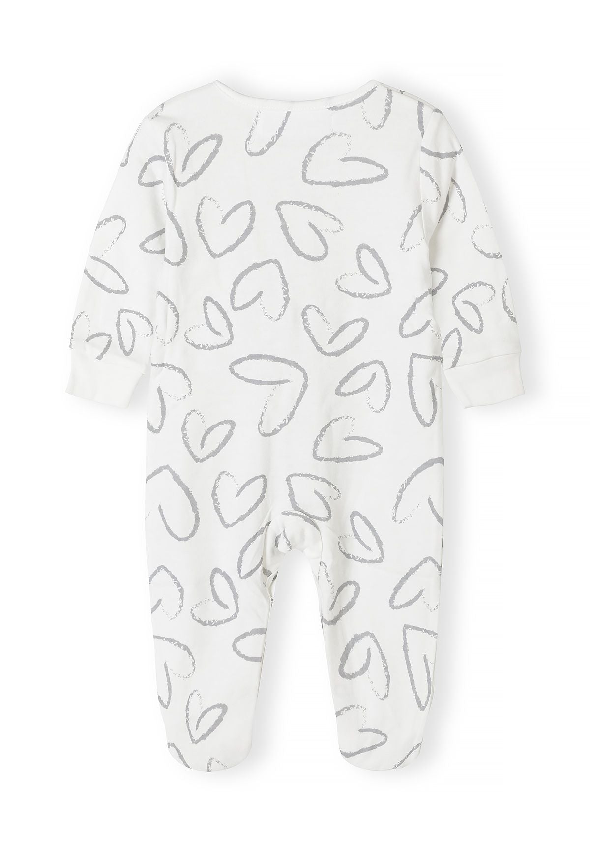 Babyroze, grijze en witte slaapzakjes met eenhoornprint (set van 5), wit bedrukt slaapzakje, achterkant.