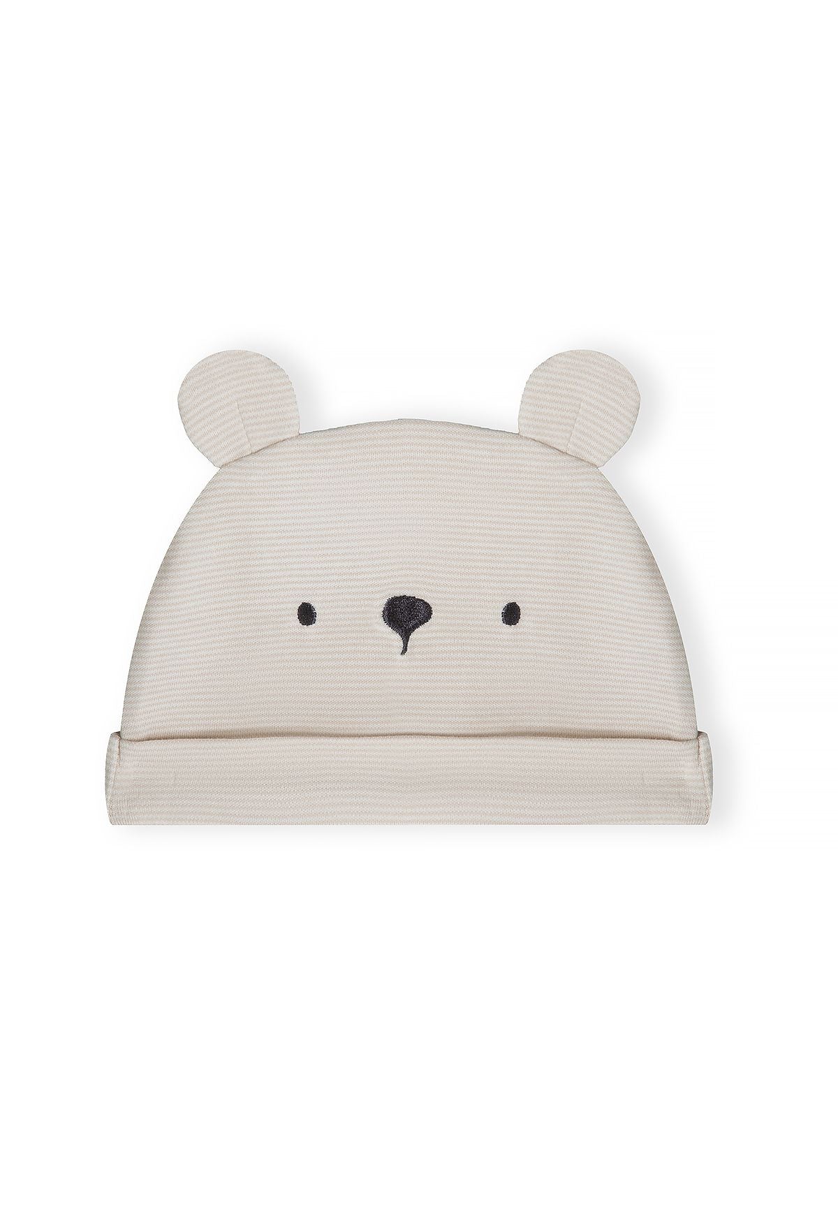 Babybeige 5-delige cadeauset met berenprint, mutsje met berenoortjes.