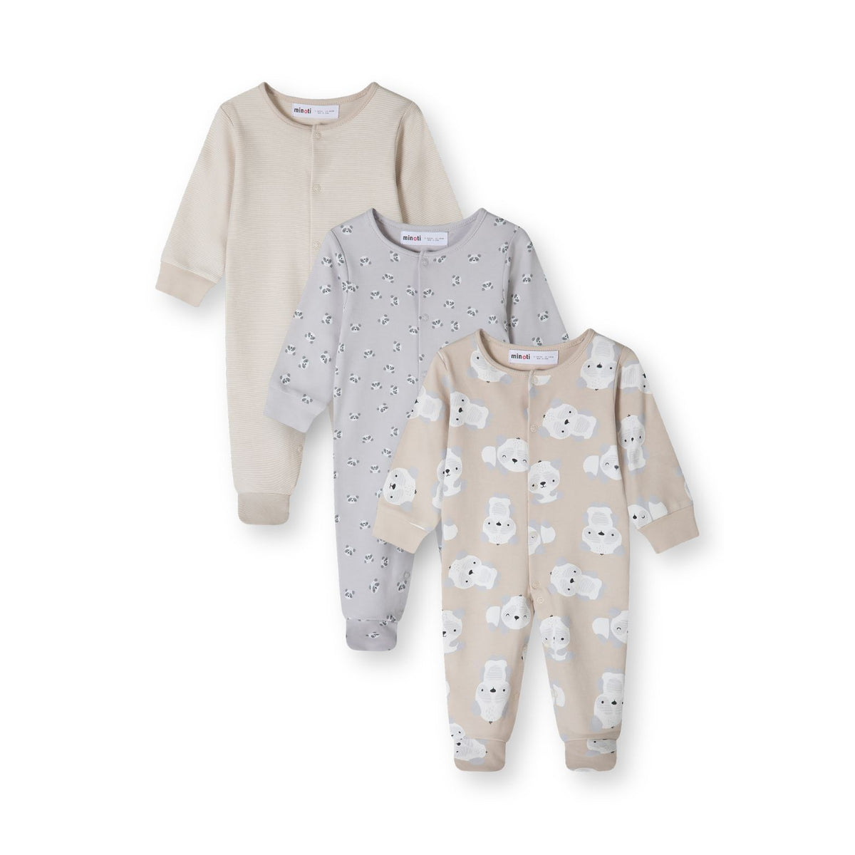 Baby animal-print sleepsuits, 3-pack — complete product view for square Shop card