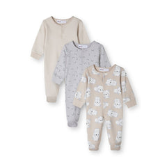 Baby animal-print sleepsuits, 3-pack
