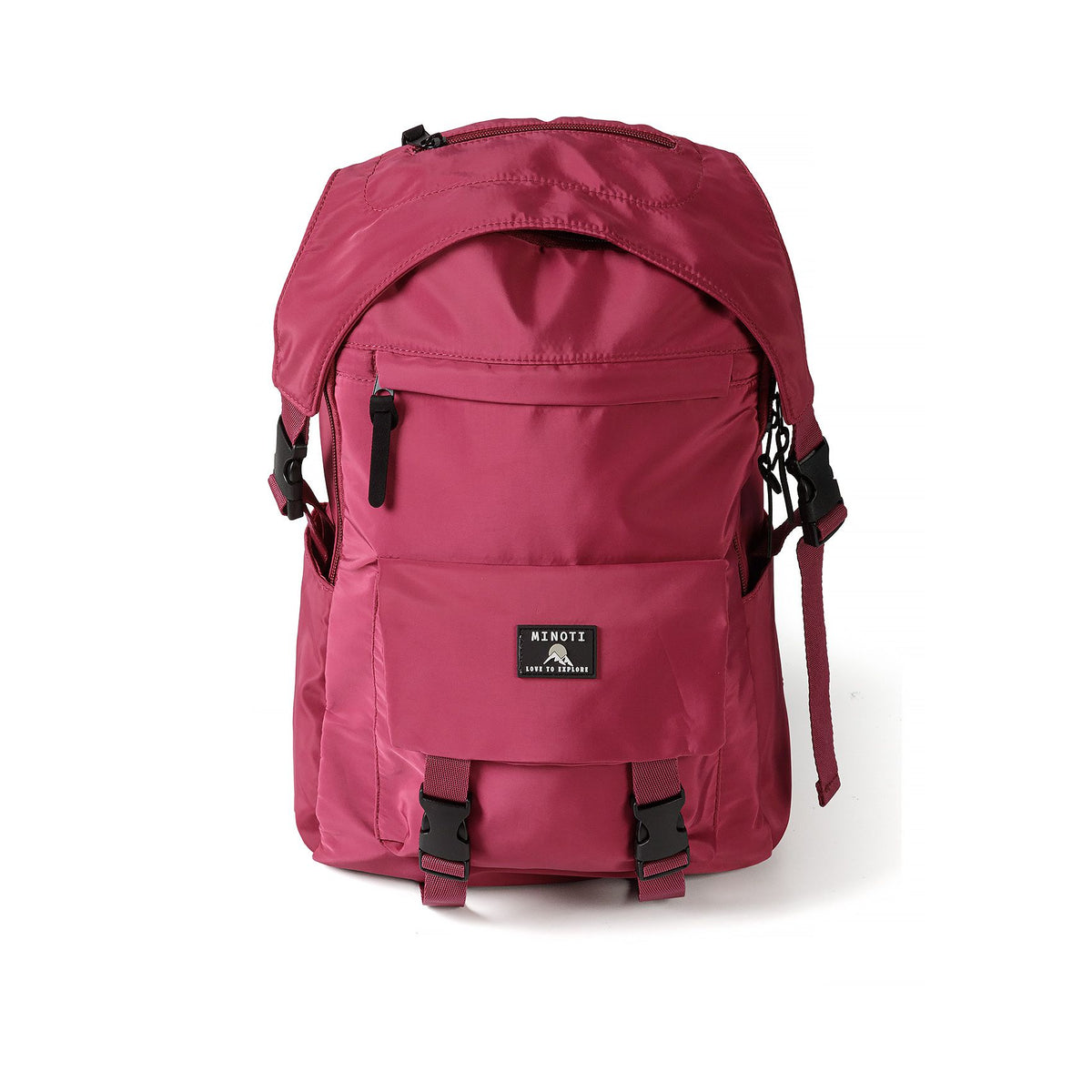 Backpack with front pockets in burgundy — complete product view for square Shop card