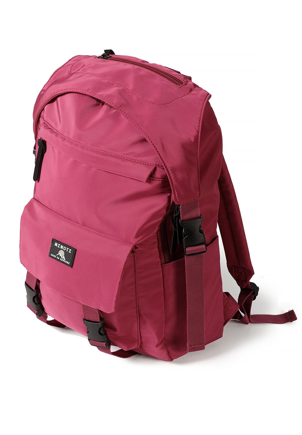 Kids' burgundy backpack with a buckled flap and side pockets – Minoti 32BAG152, 2